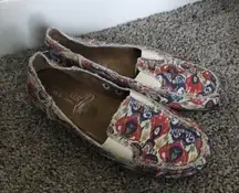 Aerosoles  Aztec Paisley Patterned Print Canvas Loafers Red, White & Blue