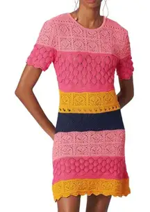 Carolina Herrera Colorblock Crochet Knit Minidress Size Medium