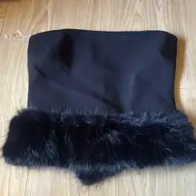 Black Faux Fur Trim Tube Top