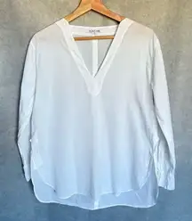 Helmut Lang Women's XS White V-Neck Long Sleeve Blouse Casual