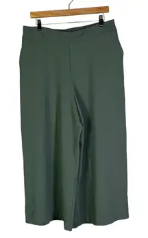 Nine West Crop Wide Leg Pants Olive Green Textured Elastic Waist XL