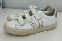 Veja White and Gold velcro Sneakers