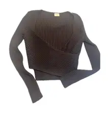 Abercrombie & Fitch Long Sleeve Ribbed Knit Wrap Front Crop Top Small S