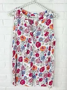 NWT Anne Carson Vibrant Colorful Floral Print Tank Top Size M