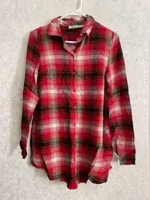 Chloe K women's extra small red plaid button down top