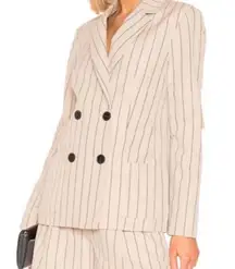 Tibi Tropical Wool Double Breasted Pinstripe Blazer