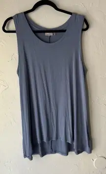 LOGO Layers Tank Top Womens Large Blue Sleeveless Rayon Spandex Tunic Stretchy‎