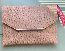 NWT Merona Ostrich-Embossed Beige Clutch