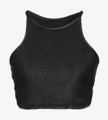 Beach Riot Glitter Anna Tank Sports Bra Black Glitter M