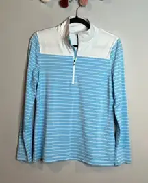 Foot Joy blue and white striped half zip golf athletic pullover