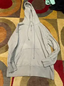 Aerie Zip Up Hoodie Oversized Sweatshirt Dusky Blue Size Medium