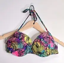 BONGO Bikini Top Snakeskin Print Multicolor Size Medium