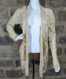 Anthropologie Guinevere Fallen Foliage Cardigan Sweater Leaf Feather Size Medium