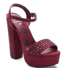 Wine Trice Rhinestone Platform Heel