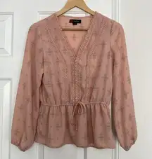 Indigo Poppy dusty pink peasant blouse.