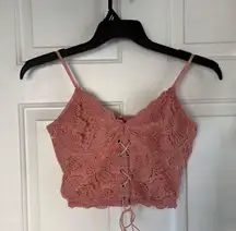 Romwe Corset Crop Top Pink Floral