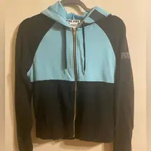 Womens VS PINK Victoria’s Secret Teal Black Logo Hoodie Size Small‎ Full Zip