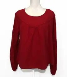 Universal Threads NWOT Crimson Red Pintucked Peasant Blouse Top New