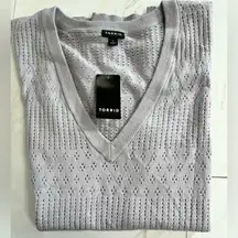 NWT Torrid Everyday Soft Pointelle V Neck pullover sweater in dapple gray 1X