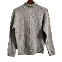 American Eagle Outfitters Grey Quilt Knit Mock Turtleneck Oversized Sweater S