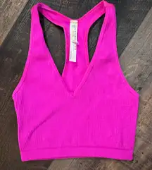 Free People Movement Ribbed V Neck Racerback Sports Bra XS Pink