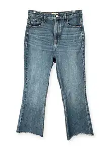 PacSun Stretch High Rise Bootcut Jeans Women’s Size 30 Blue Denim Flared Raw Hem