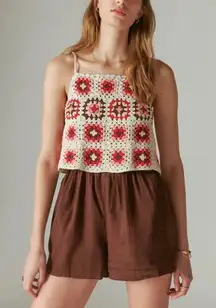Lucky Brand Crochet‎ Romper - Size M - Pink Granny Square - NWT