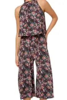 LEOTA Women's Skyler Cropped in Confetti Floral Purple Jumpsuit w/ Tags, Medium