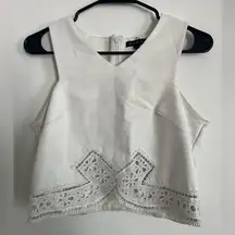 Off White Cropped Top with lace trims.