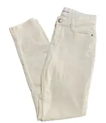 Liz Claiborne Womens Sara Mid Rise Slim Leg White Jeans Sz 6 Tall - Excellent