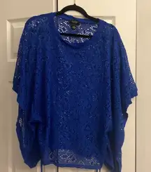 Peck and Peck royal blue open‎ knit sweater top layer size M