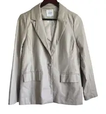 Le Lis Women Jacket S Cream Faux Leather Long Sleeve Lined Blazer‎ Career Chic