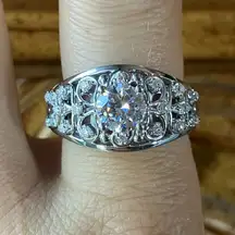 Genuine Moissanite Sterling Silver Ring Size 9