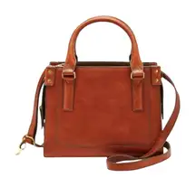 FOSSIL Claire Cow Leather Mini Satchel Bag Brown Classic Office Preppy Timeless