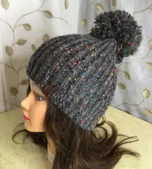 Lucky Brand Pom Pom Knit Winter Beanie Hat NEW!