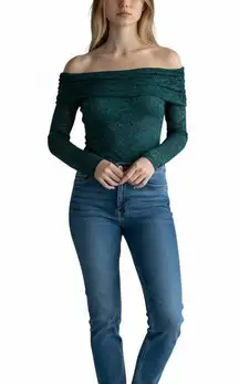 NEW AFRM Nia Off Shoulder Green Lace Bodysuit Size Medium