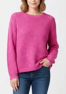 14th & Union Pink Cable Knit Crew Neck Long Sleeve Sweater Top Size L