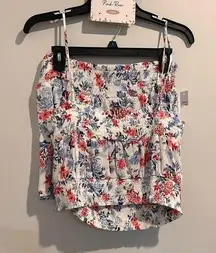 Pink Rose Floral Tank Top Shorts Set Size Large NWT