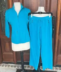 Turquoise Matching Jacket Sweatpants Set Comfy Teal