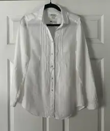 100% Linen Malvin Hamburg germany White Linen Button Down‎ Blouse Size S