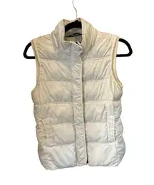 Aeropostale Women's Puffy Vest Size S White Cream Quilted Zip-Up Winter