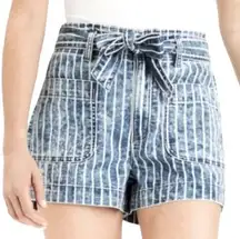 American Eagle Outfitters High Rise Tie Belted Striped Denim Jean Shorts Size 14