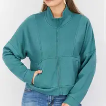Universal thread green quarter zip pullover sweater crop XXL