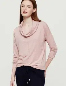 LOFT x Lou & Grey Jerseyknit Cowl Neck Long Sleeve Shirt Top in Heathered Pink