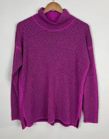 Elena Wang Sweater Womens Large Purple -Pink Textured High Neck Long Sleeve Knit