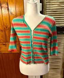 joie multicolor rib knit cardigan sweater size M