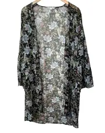 Outfitters Sheer Chiffon Floral Kimono Black L/XL Boho