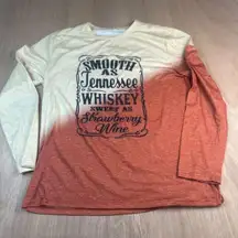 Tennessee Whiskey Strawberry Wine Graphic Tee Womens Large Long Sleeve Ombre Top