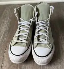 Converse All Star Platform Sneakers High Tops Sage Green White Size 6 Chucks