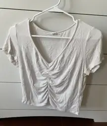 White Crop Top Rouched Middle